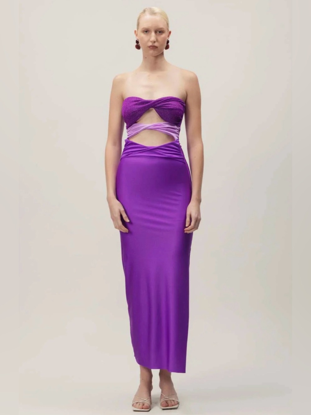 Baobab Collection Strapless Cutout Maxi Dress in Violet